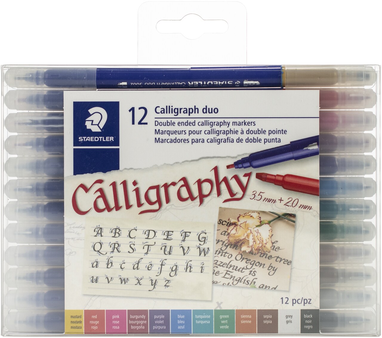 Staedtler Double Ended Calligraphy Markers 12/Pkg-Assorted Colors